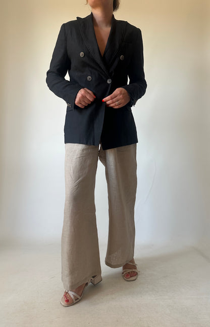 Blazer petite in lino nero