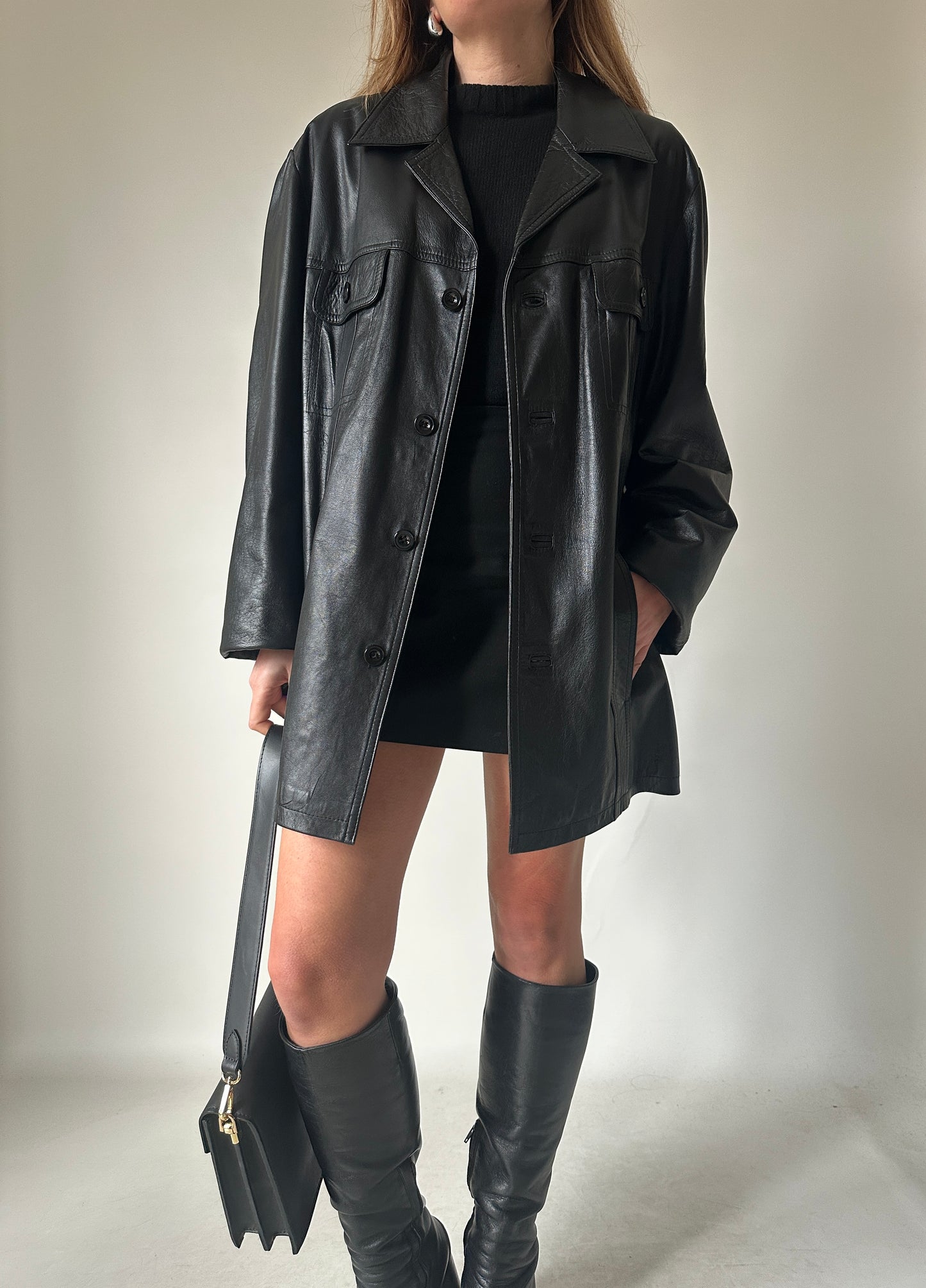 Passpartour black leather jacket