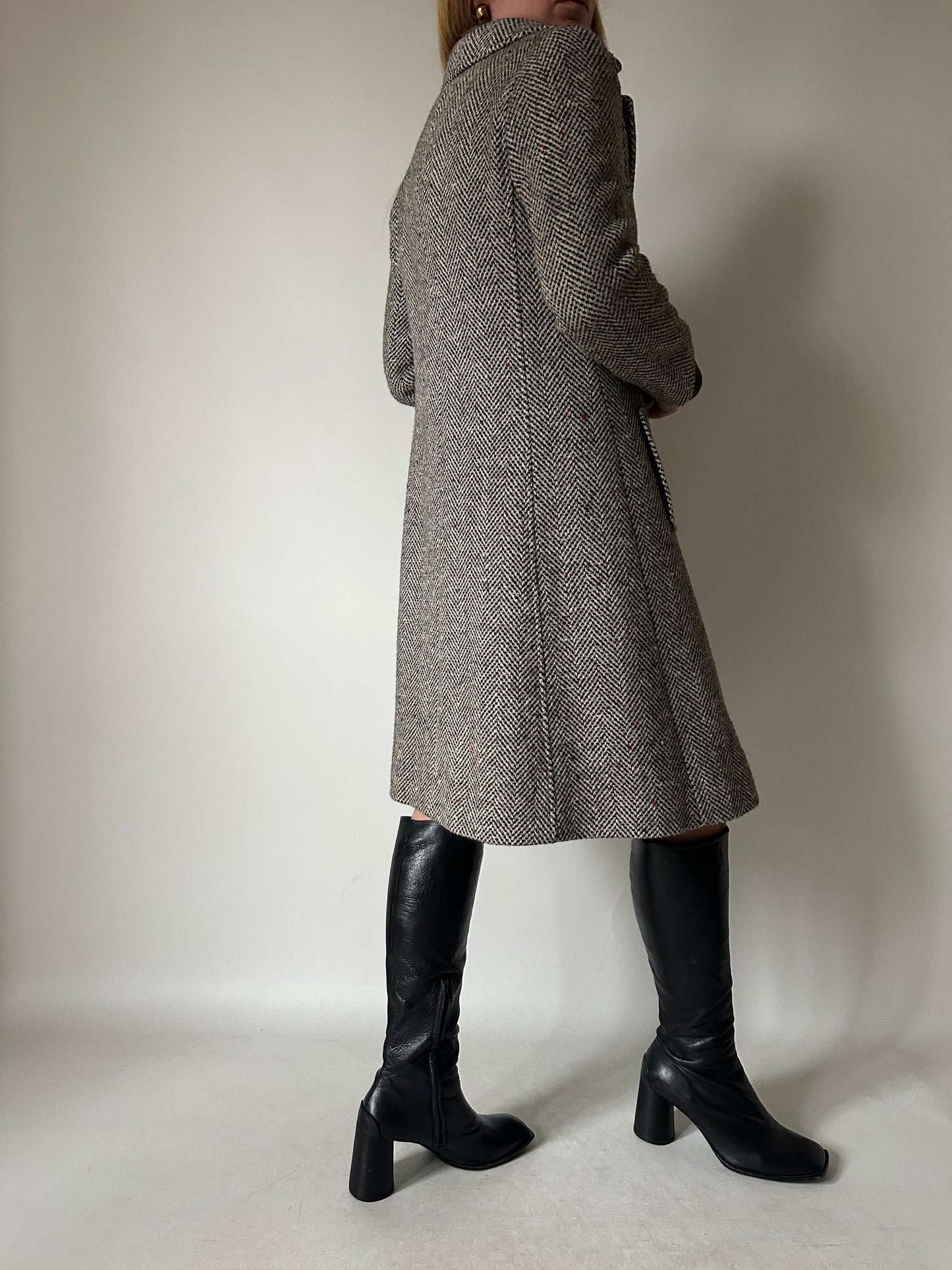 Herringbone tailored petite coat
