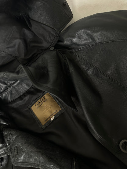 Giacca in pelle nera imbottita