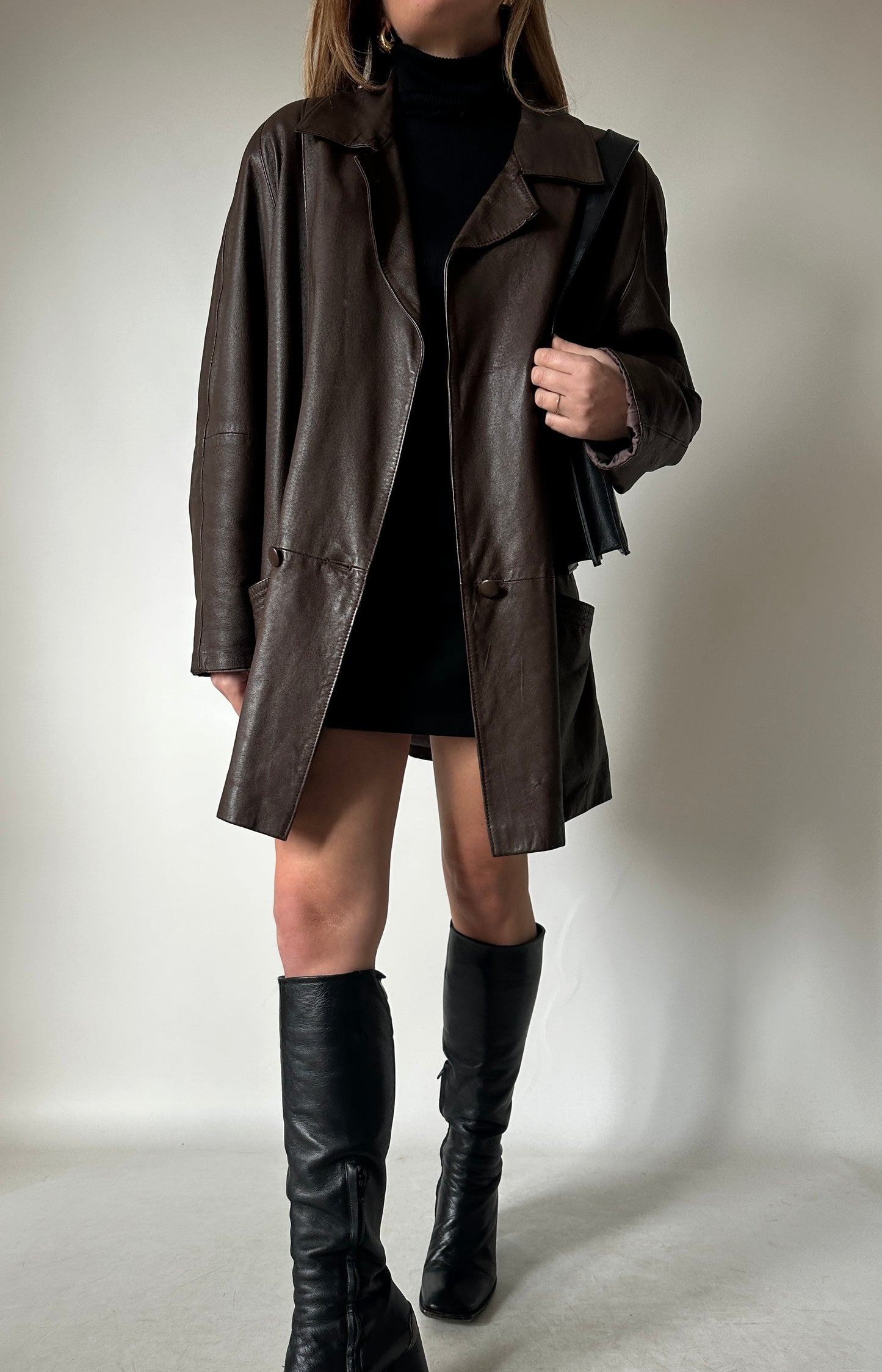 Dark chocolate real leather jacket