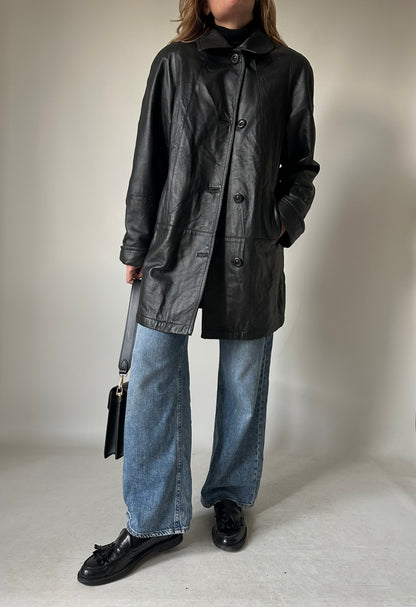 Giaccone in pelle nero