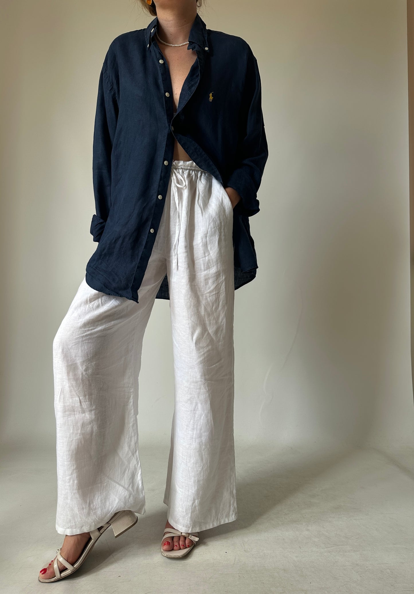 RALPH LAUREN navy linen shirt