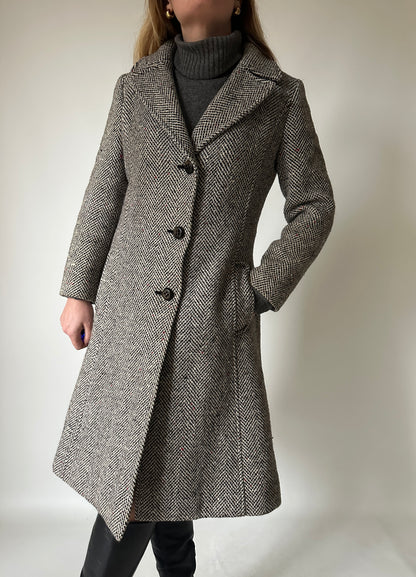Herringbone tailored petite coat