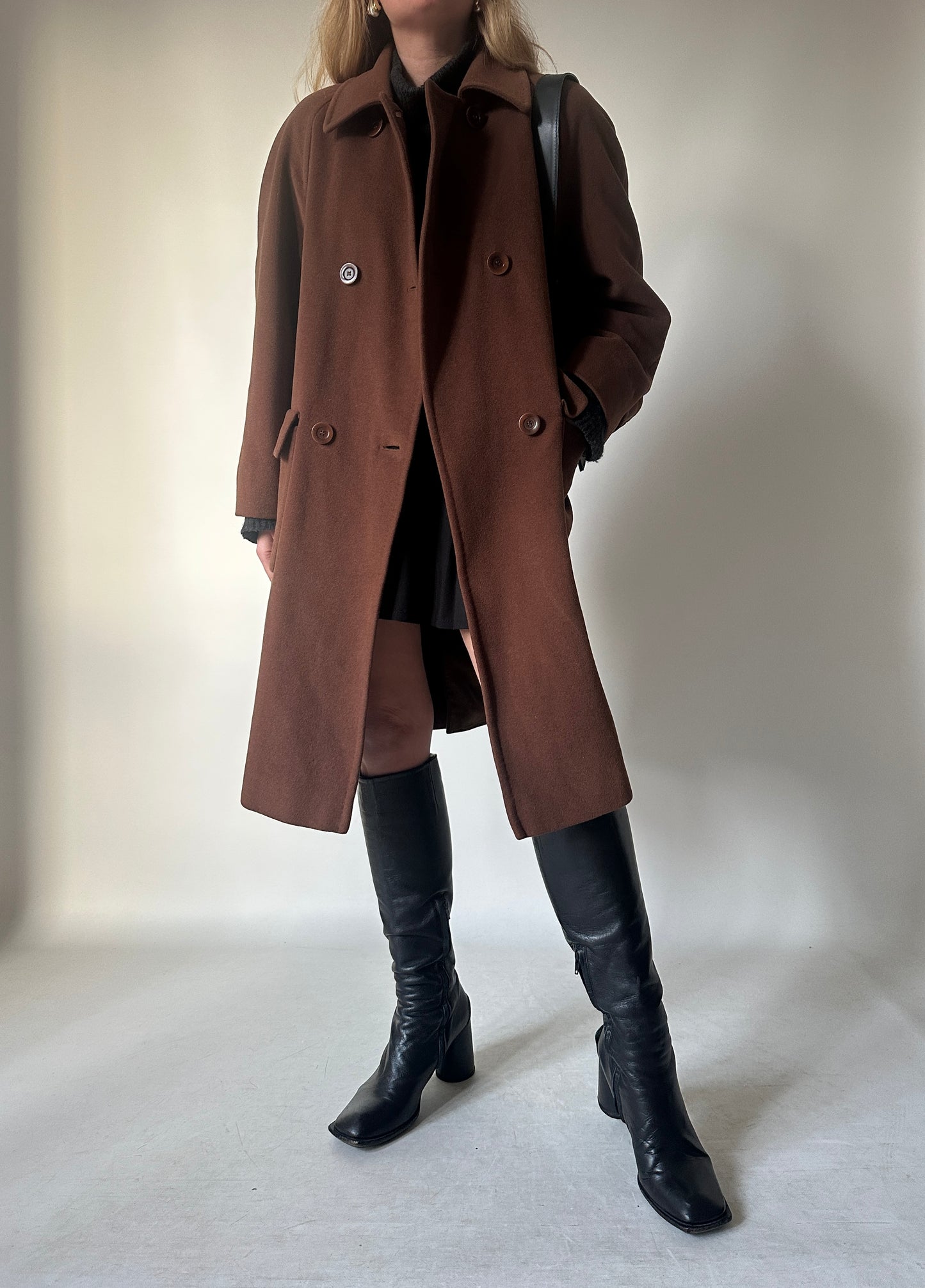 Chocolate wool and angora coat