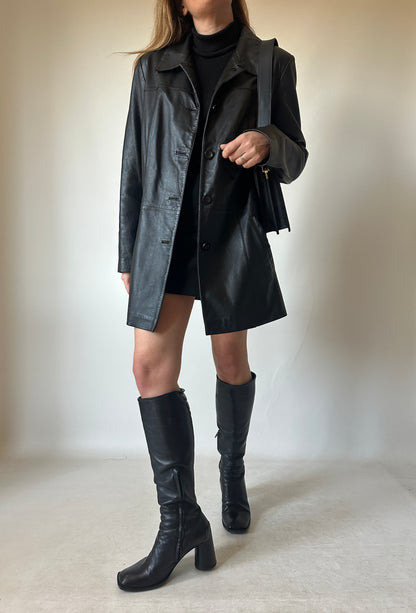 Passpartour black leather jacket