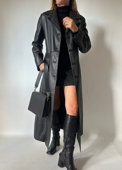 Iconic extra long leather trench