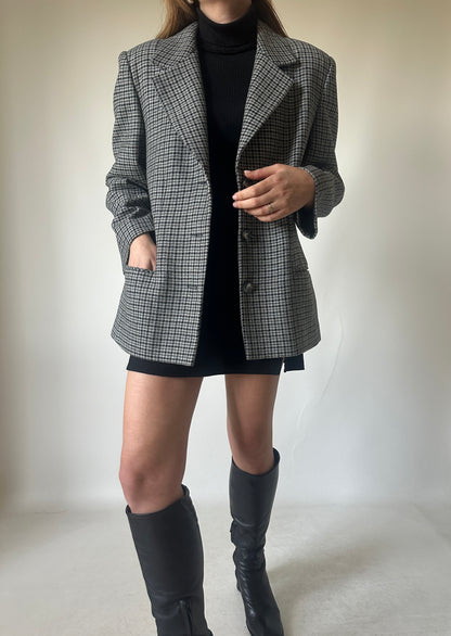 Pied de poule grey wool blazer
