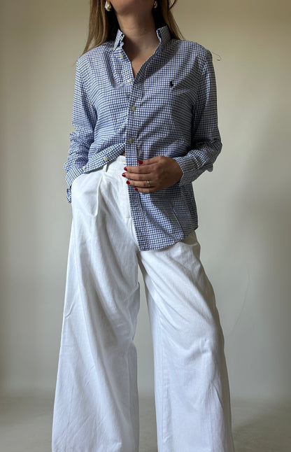 RALPH LAUREN vichy blue shirt - nuova