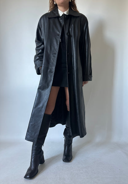 Extra long leather coat - new deadstock