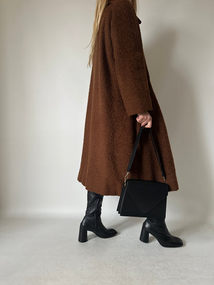 Chocolate teddy wool coat