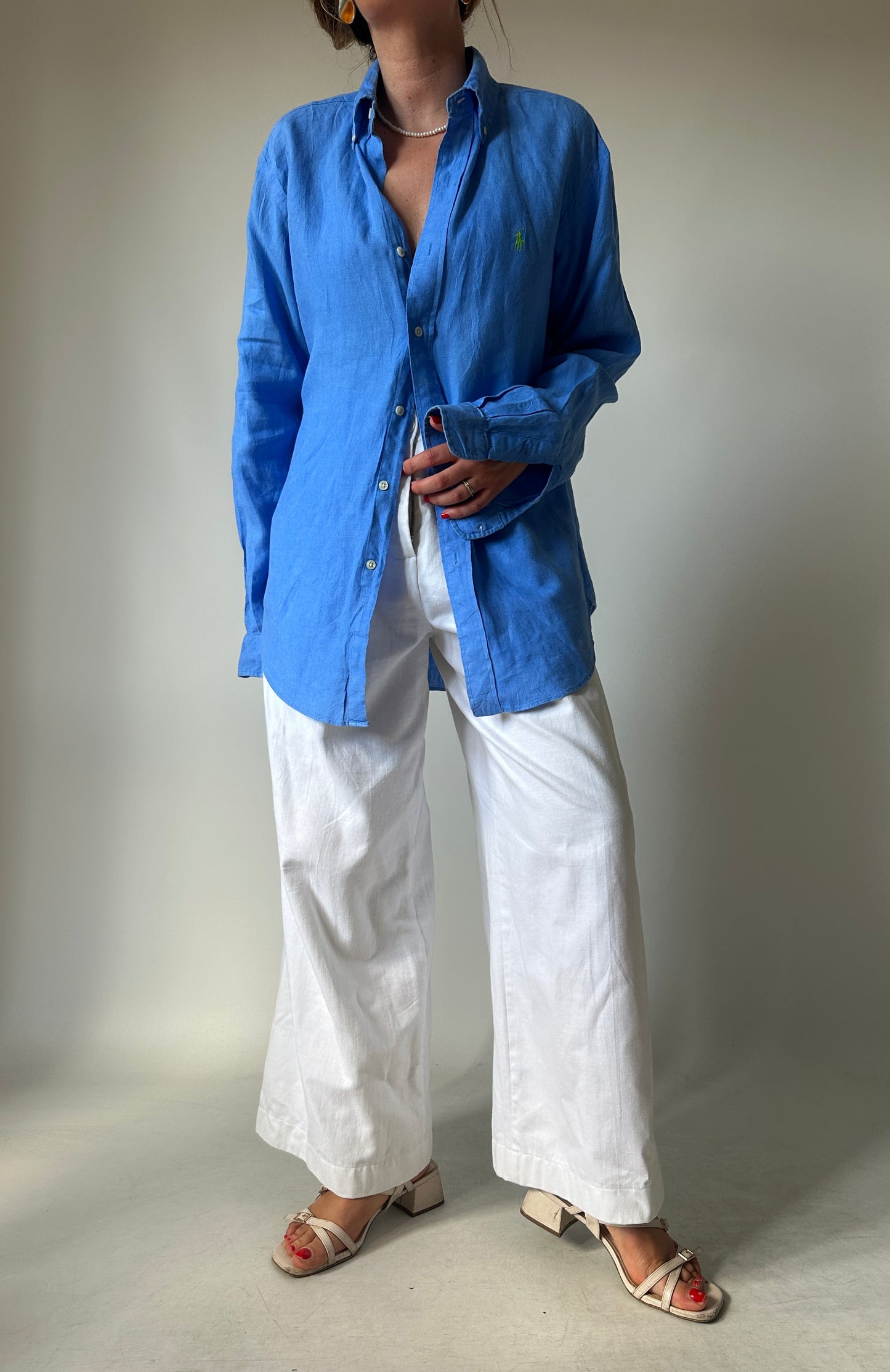RALPH LAUREN blue linen shirt