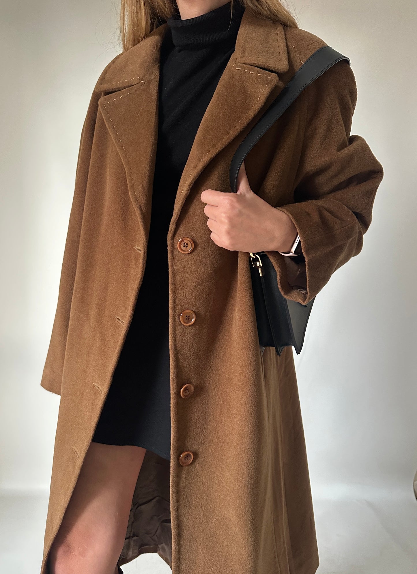 Extra long wool and cachemire camel coat