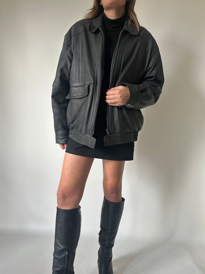 Bomber in pelle imbottito