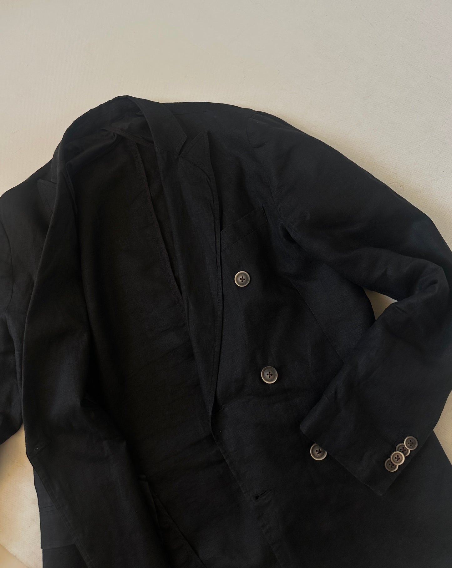 Blazer petite in lino nero