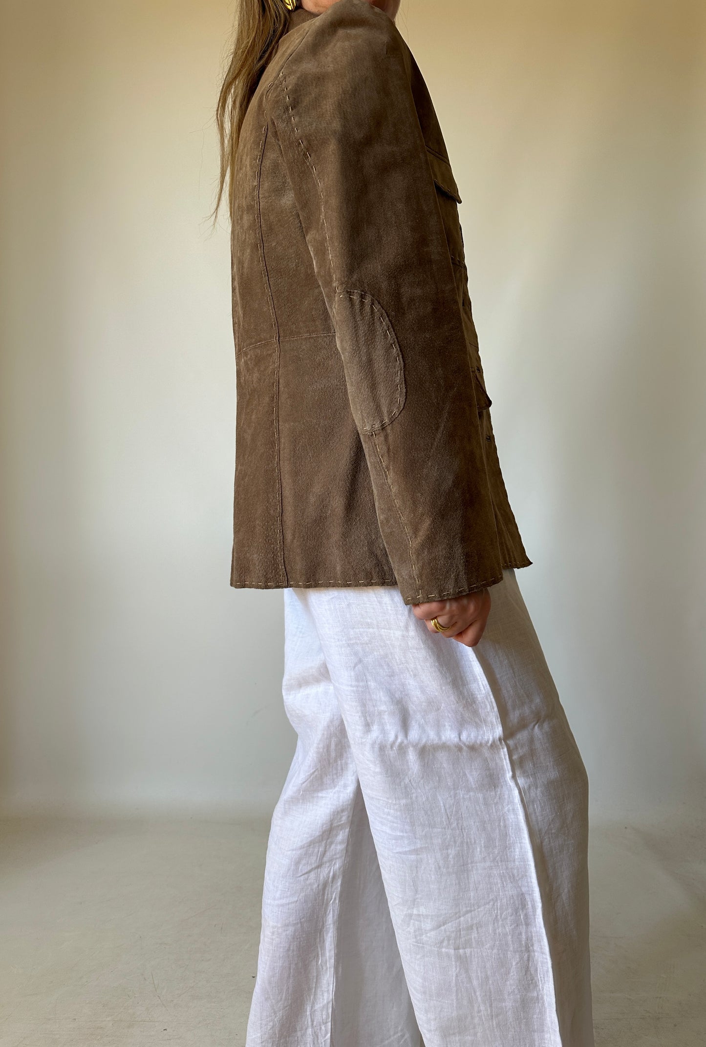 Suede slim utility jacket