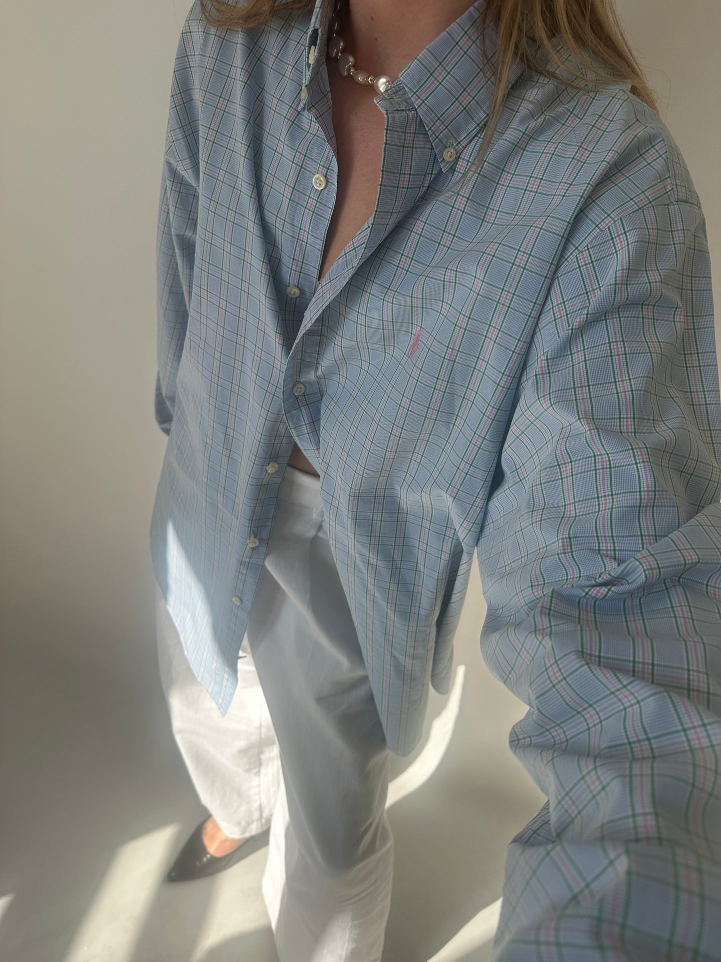RALPH LAUREN pink and blue shirt