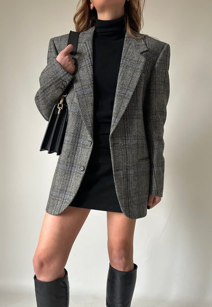 Herringbone grey wool blazer