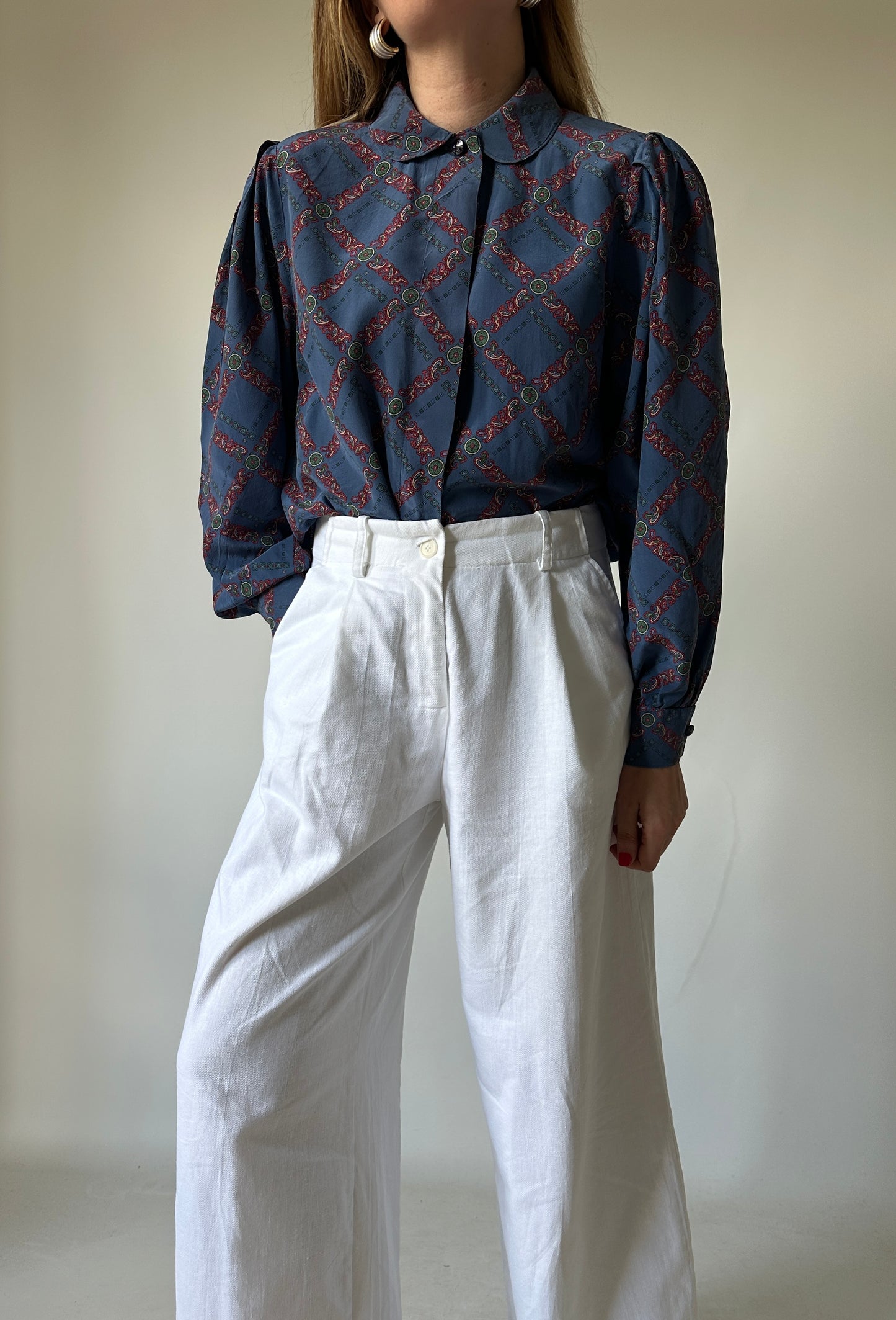 Chains pure silk petite shirt