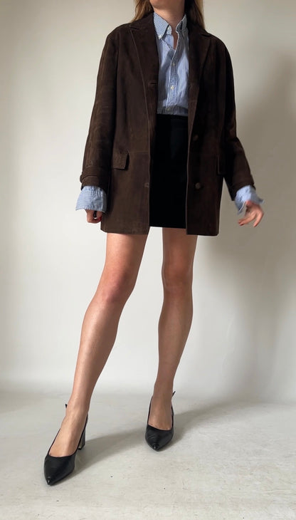Luxury chocolate suede petite jacket