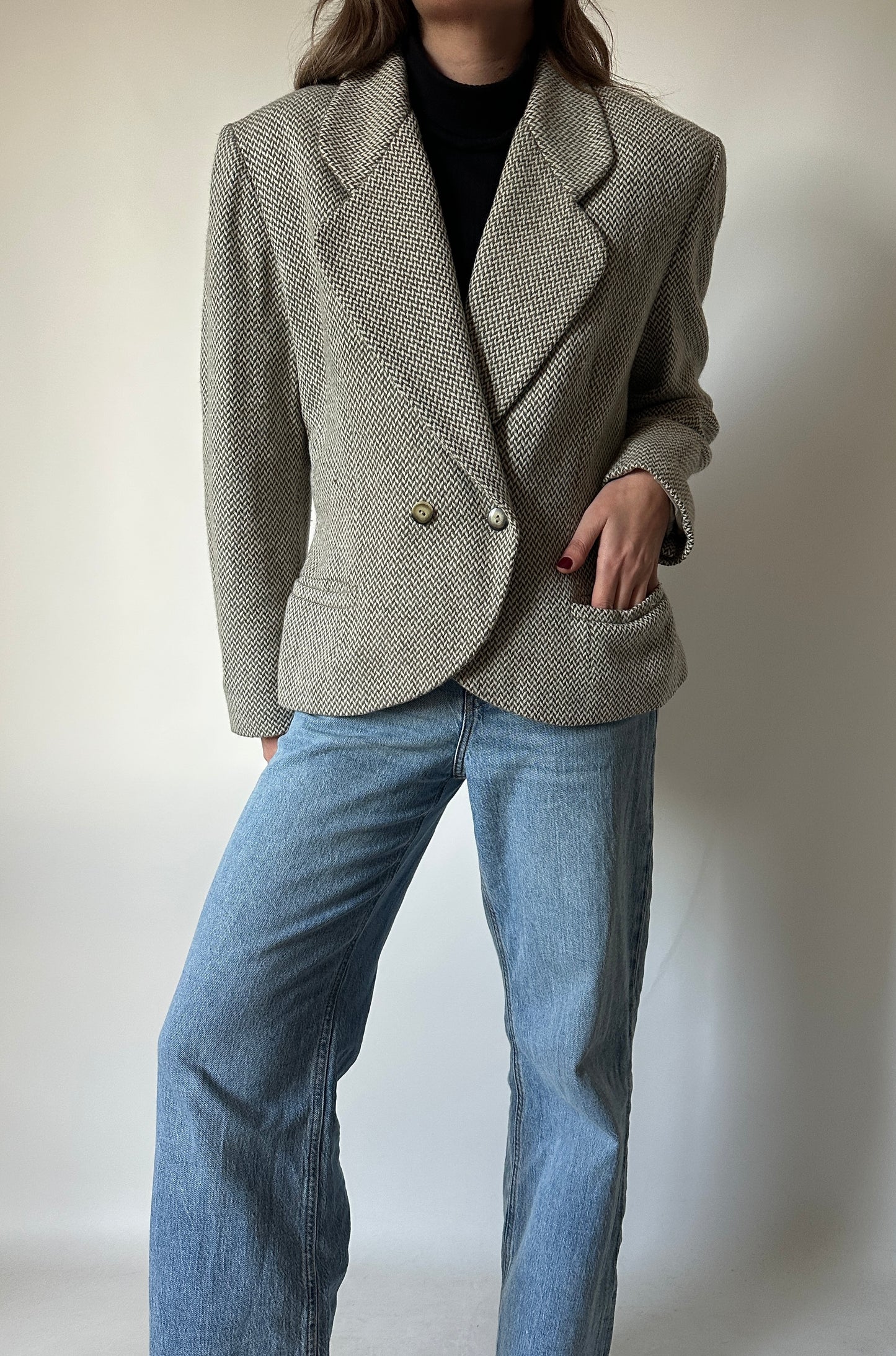 Blazer spigato in lana