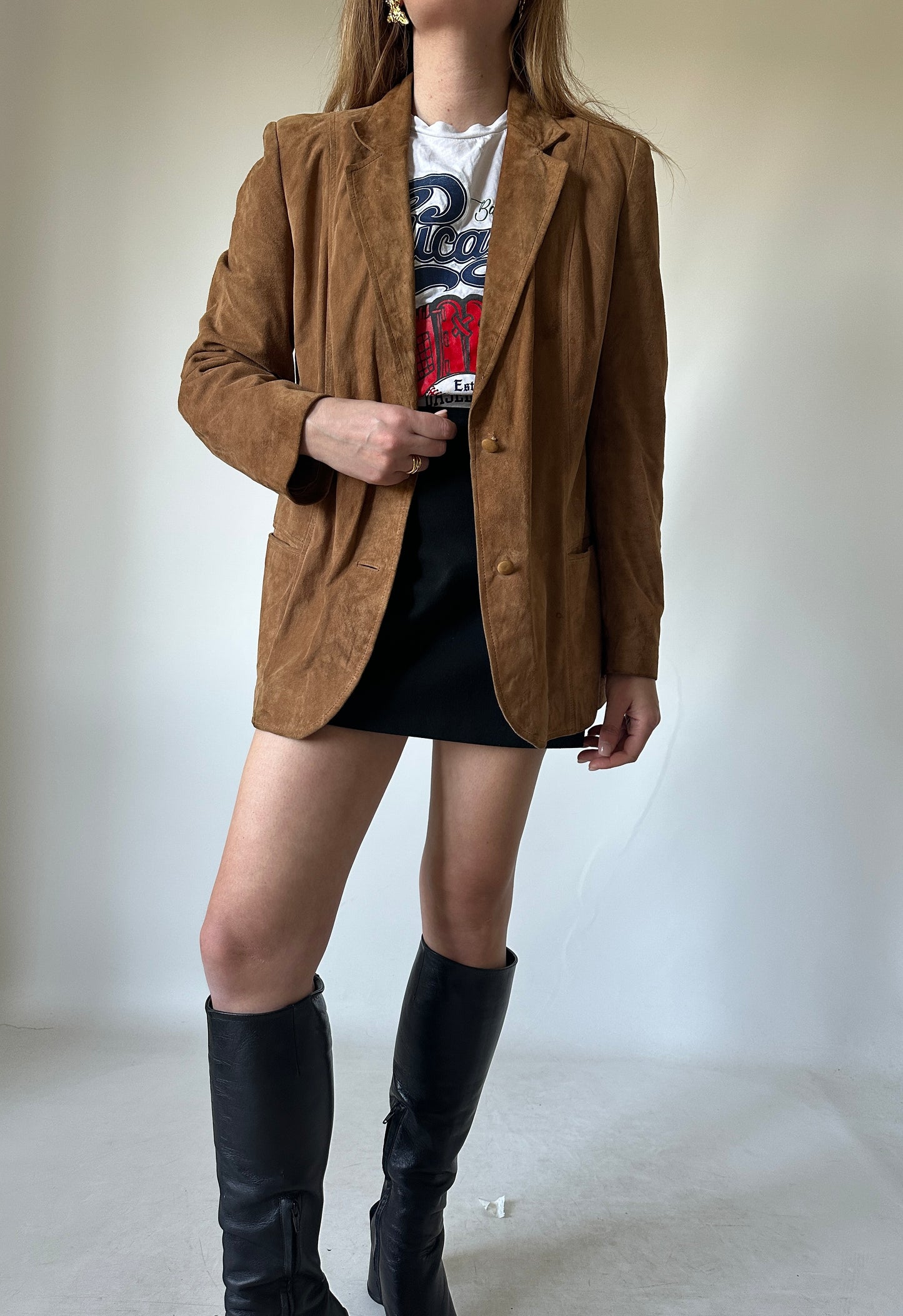 Petite suede blazer