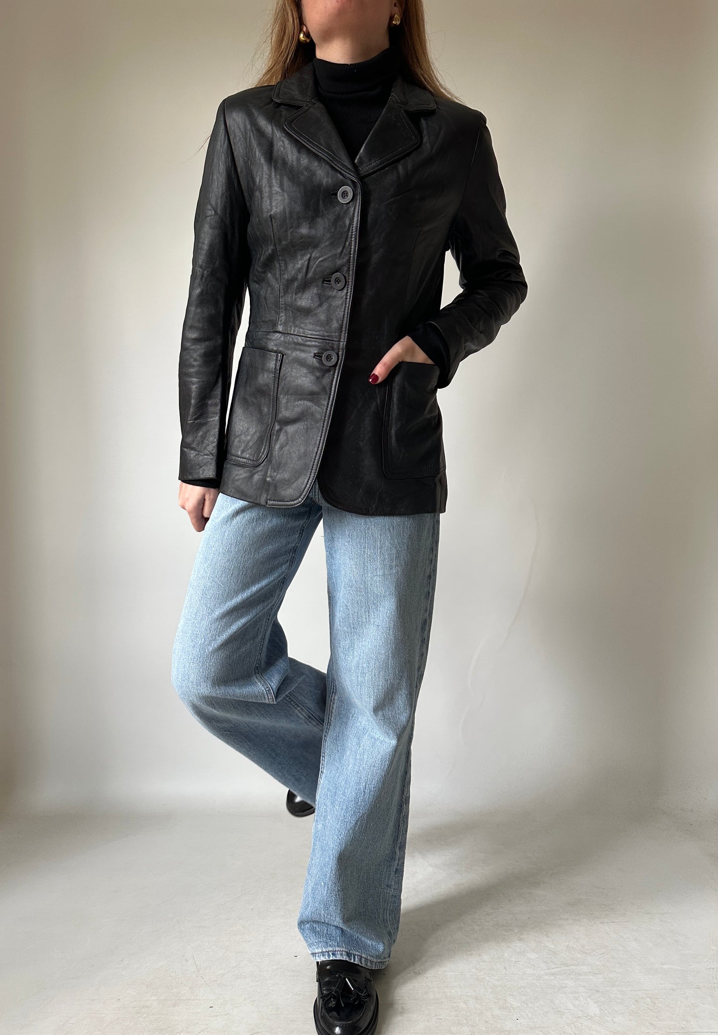 Nappa leather slim jacket