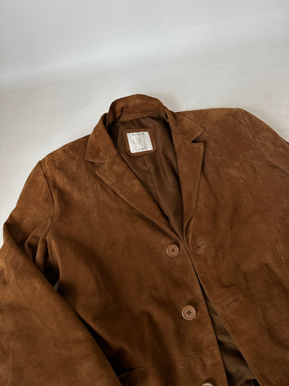 Brown real leather suede jacket