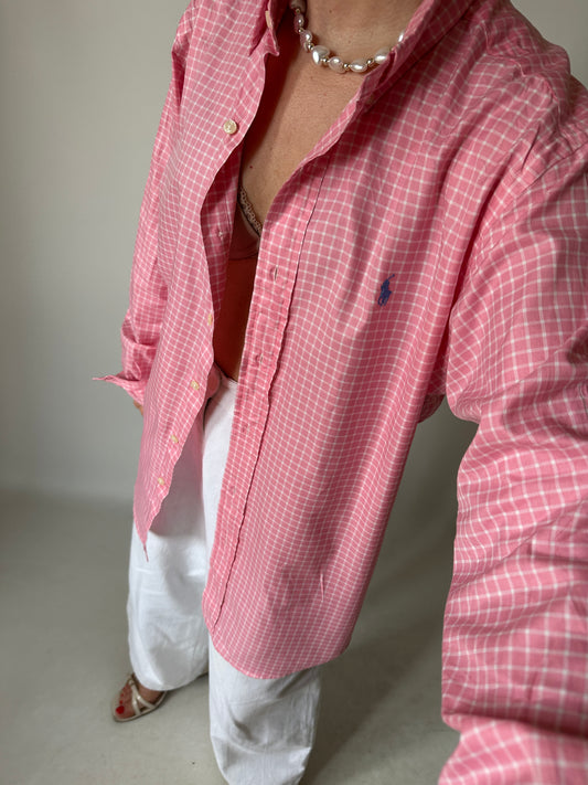 RALPH LAUREN vichy pink shirt