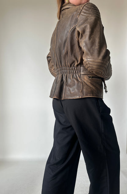 Dreamy brown distressed petite biker