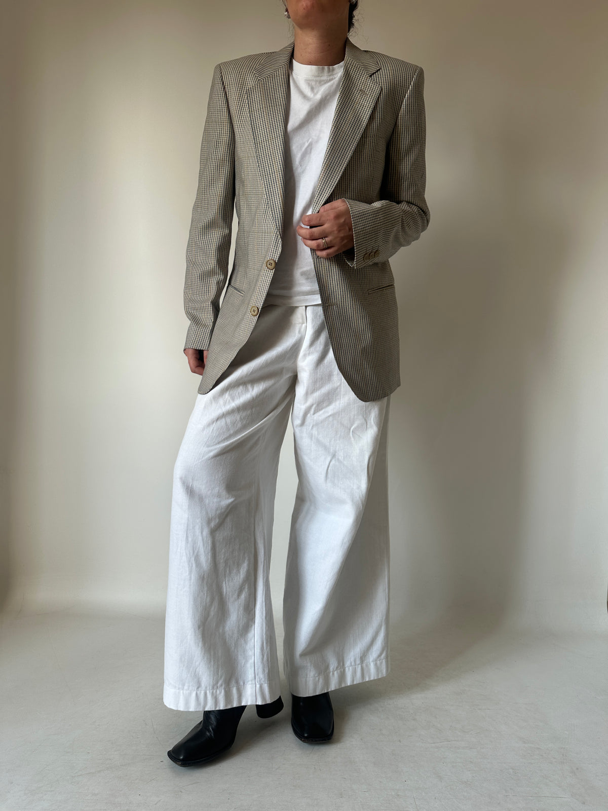 Prince of Wales beige petite blazer