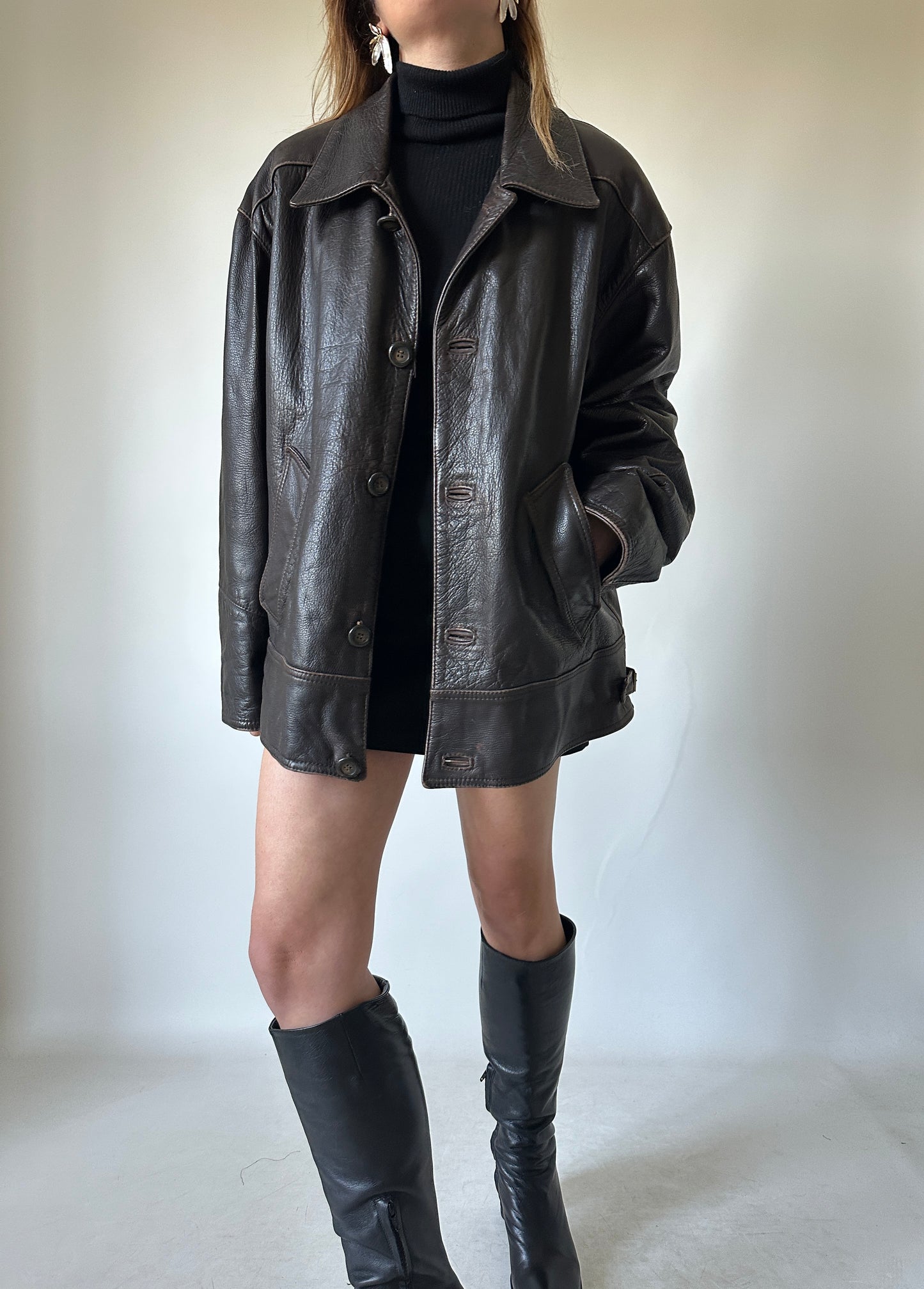 Dark chocolate leather jacket