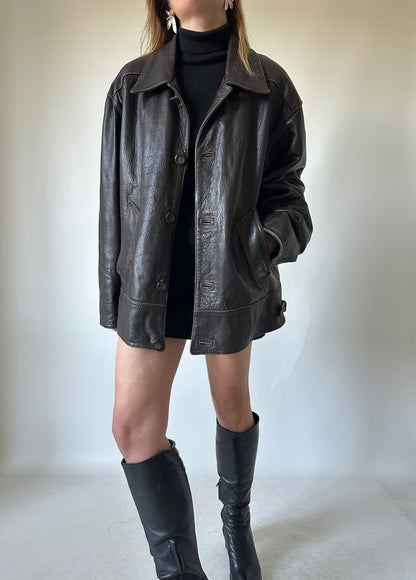 Dark chocolate leather jacket