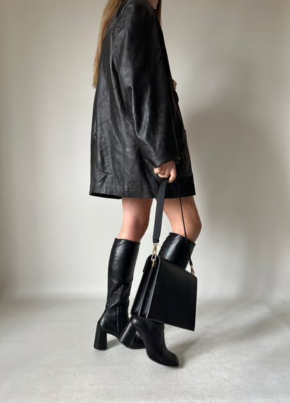Minimal spring leather jacket