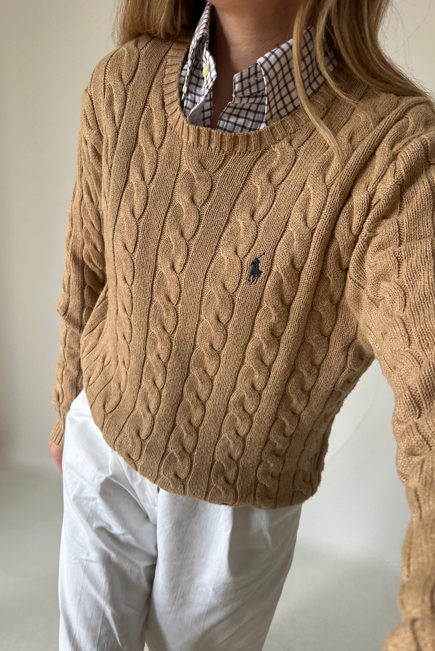 RALPH LAUREN camel cable-knit sweater