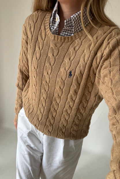 RALPH LAUREN camel cable-knit sweater