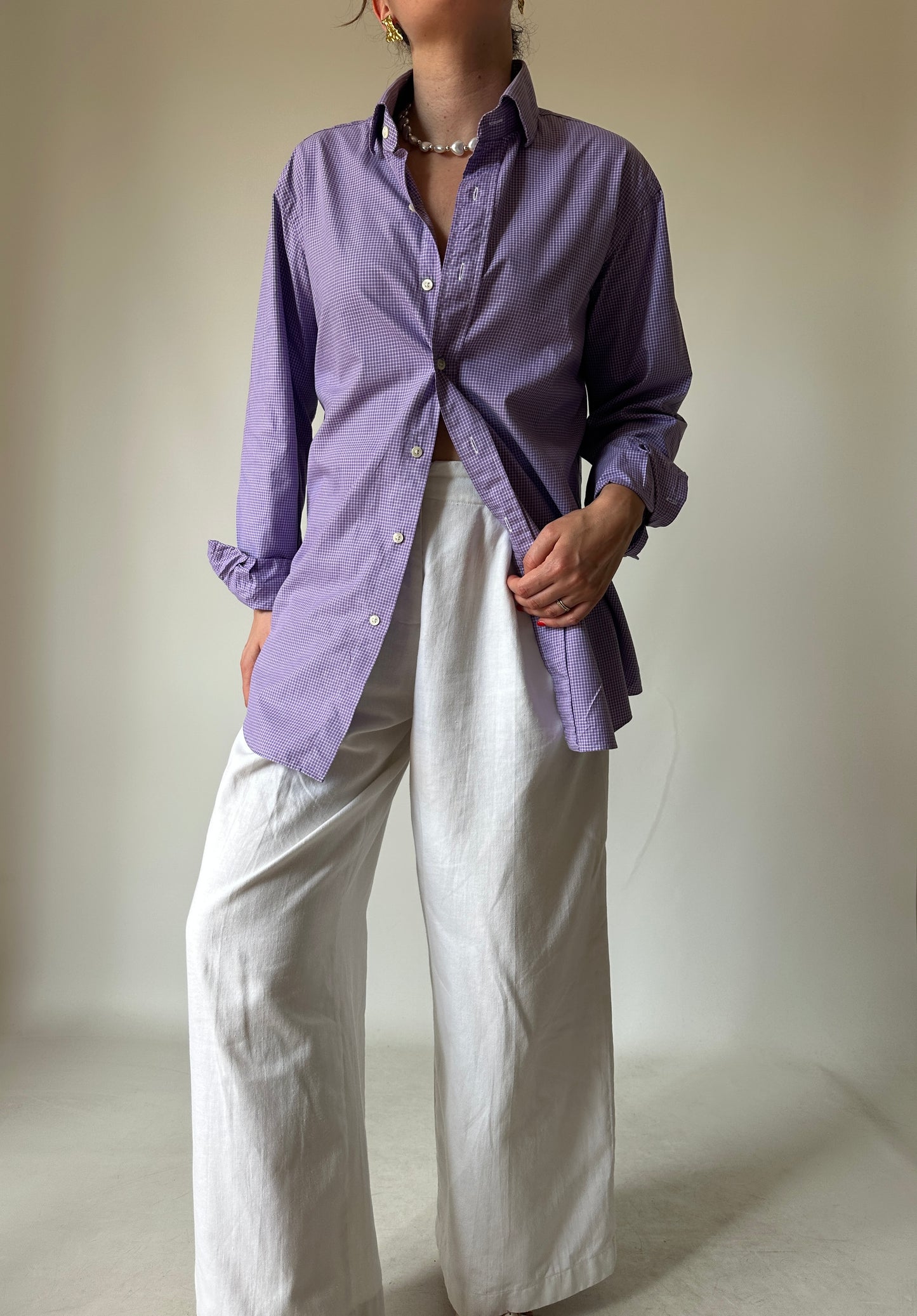 RALPH LAUREN vichy lilac shirt