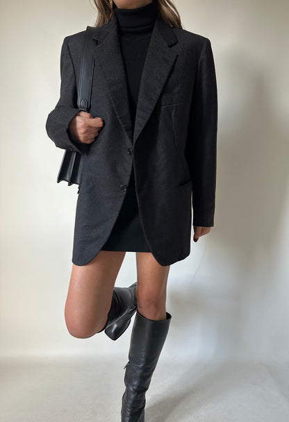 Minimal wool dark grey blazer