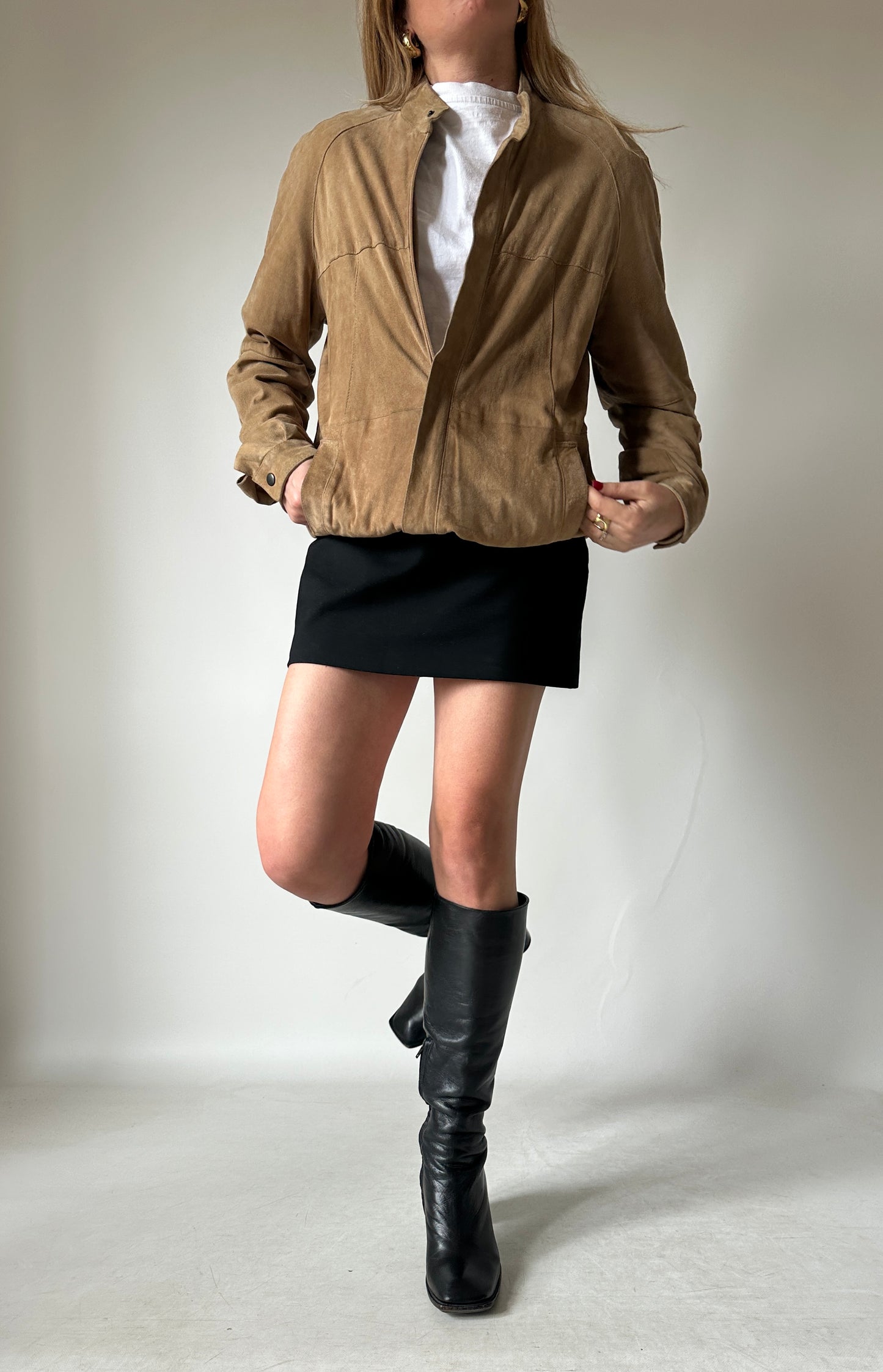 Spring suede bomber