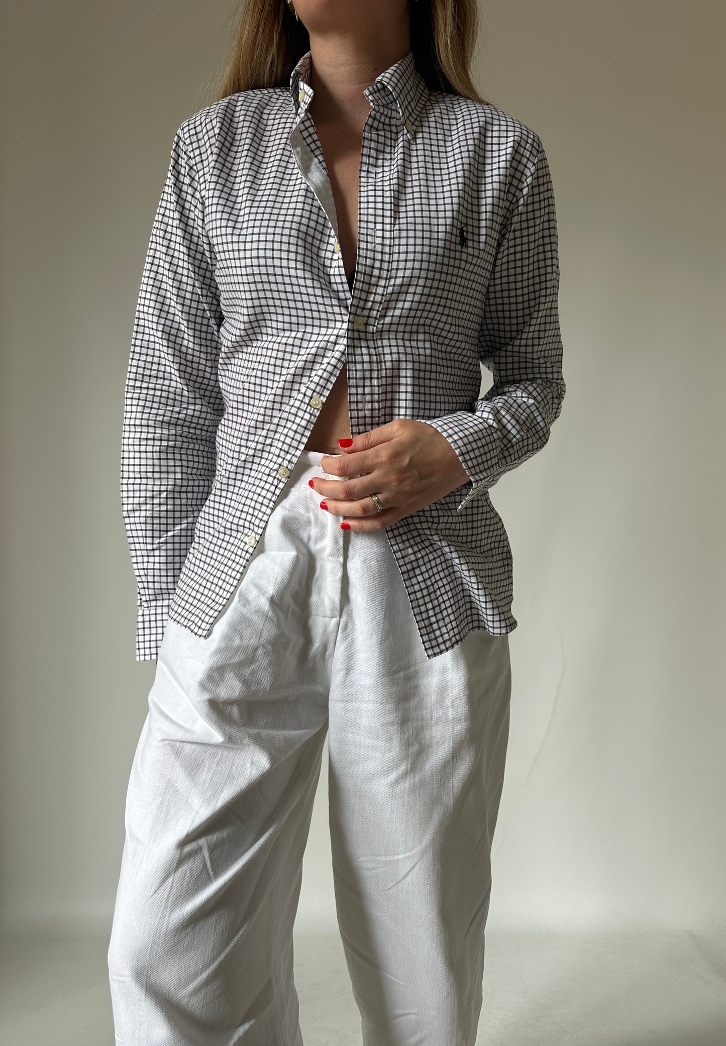 RALPH LAUREN brown vichy shirt