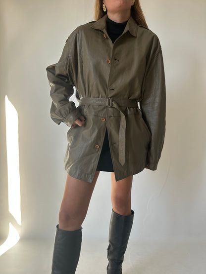 Utility leather jacket