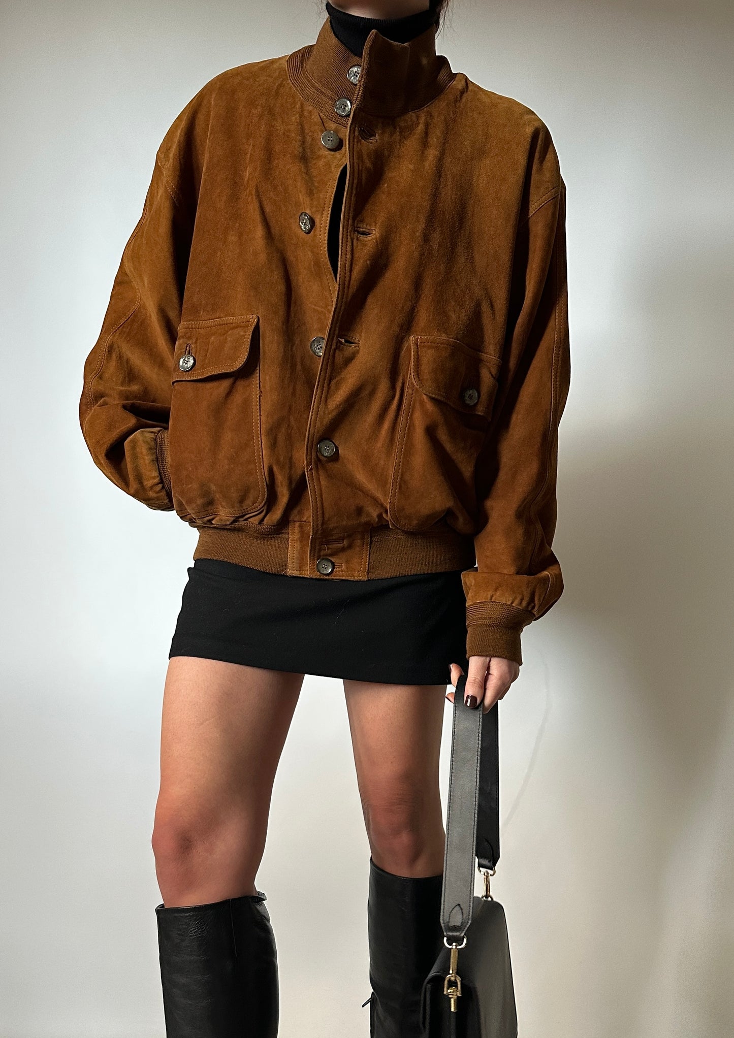 Petite suede bomber