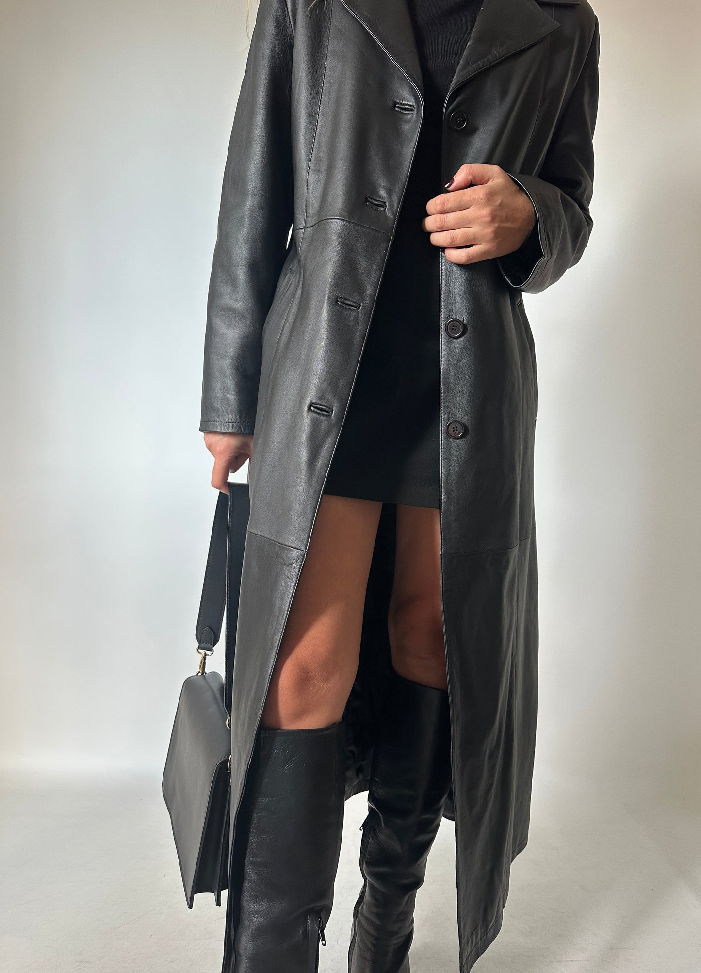 Iconic extra long leather trench