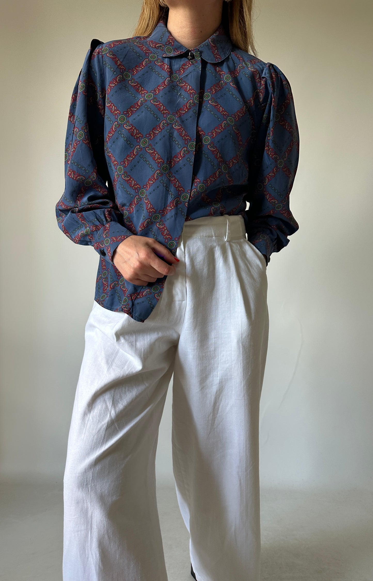 Chains pure silk petite shirt