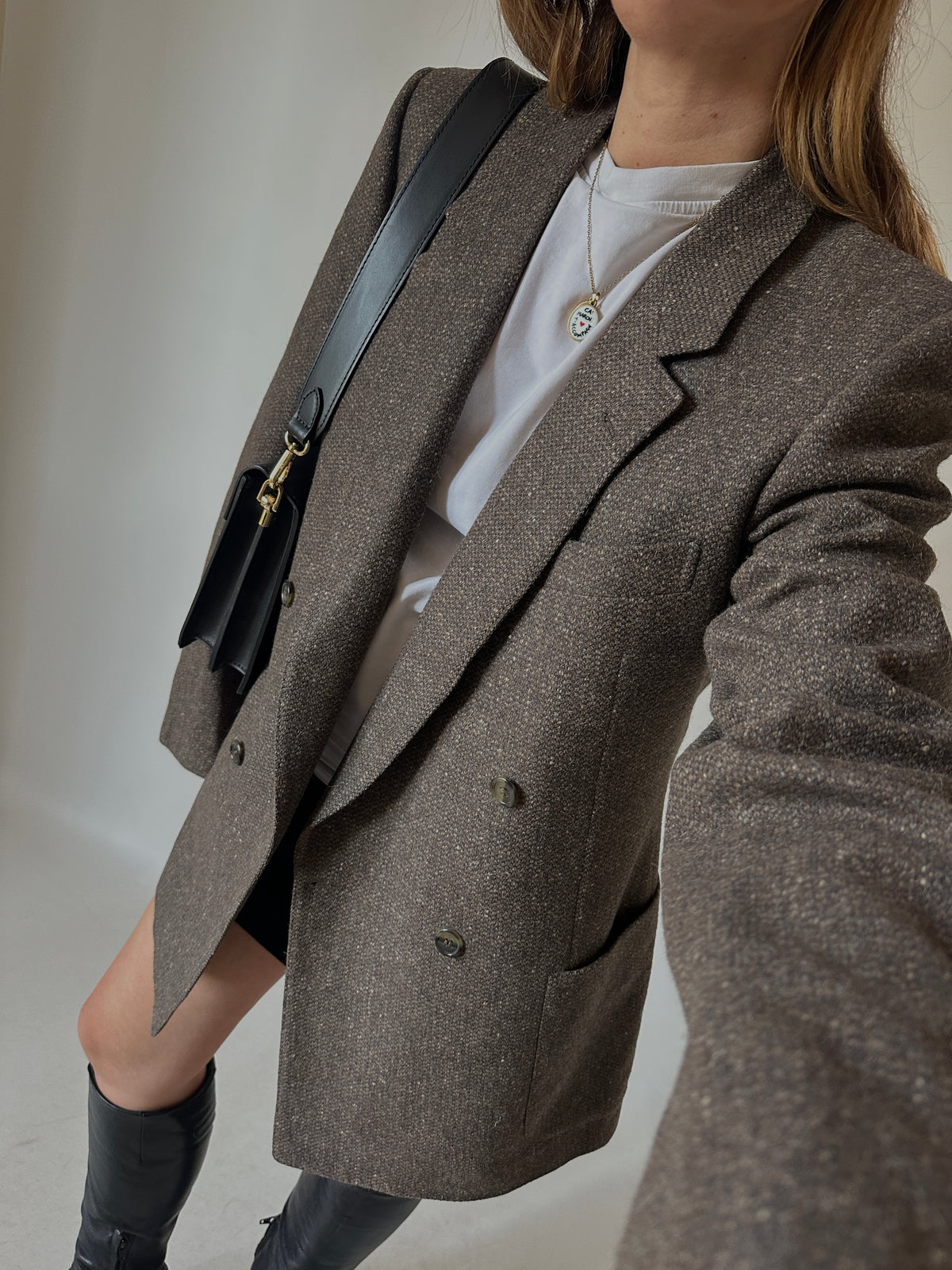 Chocolate herringbone blazer