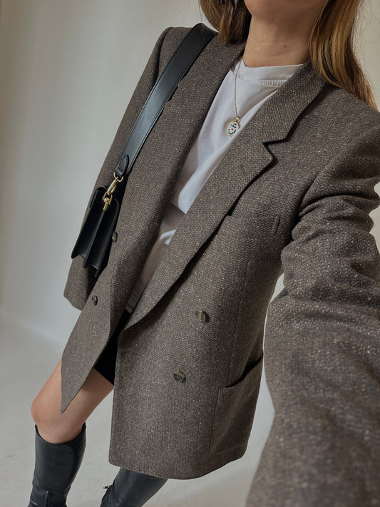 Chocolate herringbone blazer