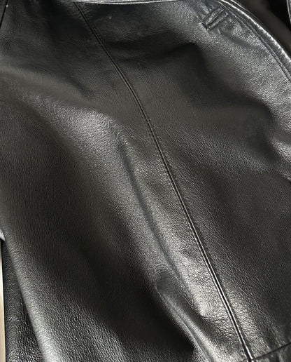 Giacca in pelle nera imbottita