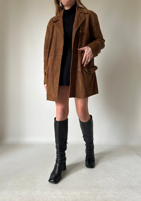 Chocolate real suede jacket