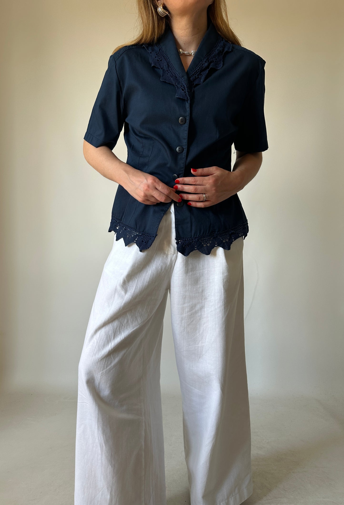 Navy cotton shirt jacket