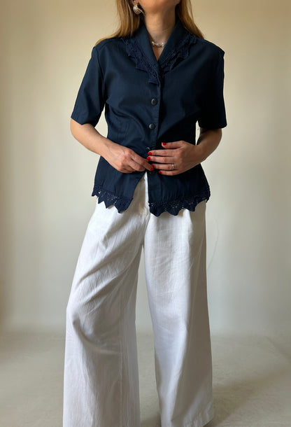 Navy cotton shirt jacket